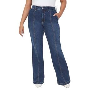 Seven7 Wide Leg Jeans with Seam Detail - Dark Denim, Size 12